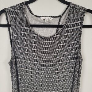 Cabi Womens Black White Geometric Print Sleeveless Twist Front Maxi Dress L